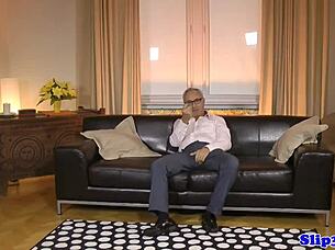 Euro amateur sucks cock in British threesome