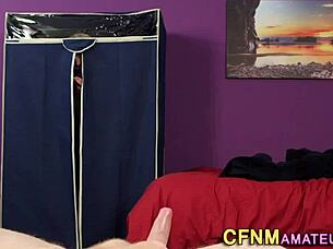 clothed amateur gets spermed all over