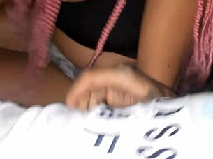 She gives a blowjob in the woods and swallows everything