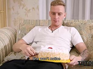 The tutor says, 'drill me hard in stockings' to the failing student