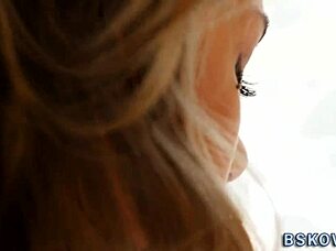 Skinny Blonde Teases Big Cock