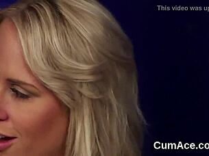 Oh wow, this naughty idol in a blowbang swallows all the cum on her face, so extreme! 😍