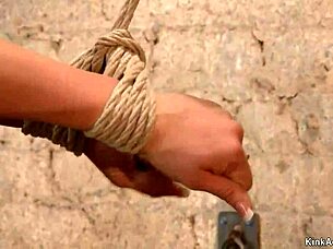 Suspended Blonde Is Whipped In Lezdom