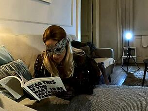 Hot domina tight pussy sexy femdom blonde tattooed lady ignores a big dick man to have precum dripping.