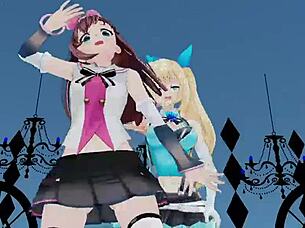 Mirai Akari And Tokino Sora In Brain Fluid Explosion! Girl Mmd Hentai Action!