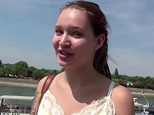 german scout interviews petite teen mia for outdoor anal