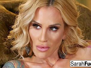 Tattooed milf masturbates her wet pussy thoroughly