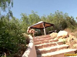 Hot blonde gets fucked outdoors!