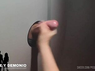 walking around malaga, i ended up in a glory hole for deepthroat and orgasm.