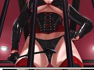 Bound Slut Gets Cumshot From Black Mistress