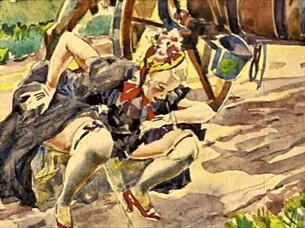 오래된 만화 빈티지 에로 일러스트