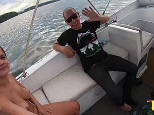 paola gurgel messing around in the boat at guarapiranga reservoir with samuray farias