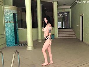 Sheril Blossom gets super horny by the pool, ready for action