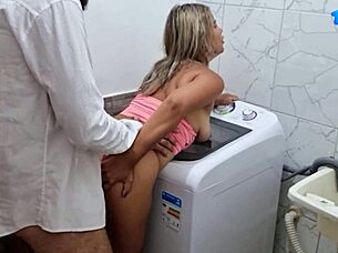 Wife washes clothes and shorts