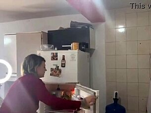 Blonde Brazilian Prepares Morning Coffee!