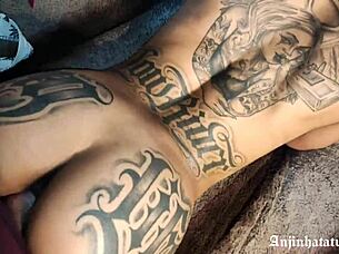 latina trans anjinhatatuada99 in marvelous session with cumshot all over her body