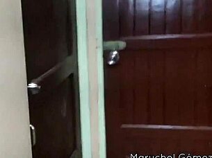 Dummy guy gets caught masturbating and fucks the hot next-door Latina with big tits in lingerie!