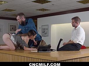 Coworkers Freeuse Office Receptionist Anytime at Work, Dang!