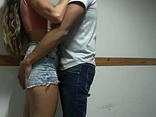 Intimate moment with girlfriend in parents' parking lot