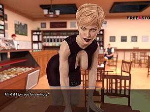 all sex scenes of nora - drams of desires game - alex fucking all 3 holes of nora inside ladies washroom