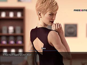 all sex scenes of nora - drams of desires game - alex fucking all 3 holes of nora inside ladies washroom