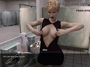 all sex scenes of nora - drams of desires game - alex fucking all 3 holes of nora inside ladies washroom