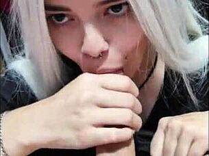 White Moon sucked my balls to head, deepthroat blowjob!