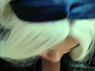 White Moon sucked my balls to head, deepthroat blowjob!