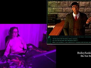 playing through blackmoor manor with brunette big tits character