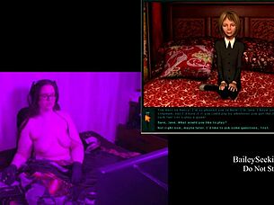 playing through blackmoor manor with brunette big tits character