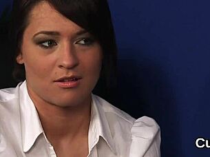 hot beauty gulping cum load!