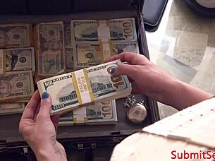 Blonde bondage sub gets anal fucked before receiving foot job