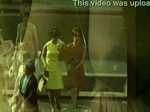 Vintage interracial threesome with black and white pussy