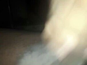 A guy masturbates his cock at midnight homemade.