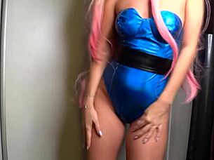 Costume bunny teases with ass wag and strip 😊