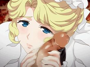 Beautiful maid in anime hentai serves master