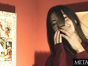 stunning brunette rocks out as she masturbates to a noisy orgasm