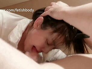 interactive blowjob with rough teasing, deepthroat, and toy play