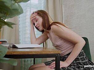 innocent solo session with perky natural tits and fingering, better than any homework