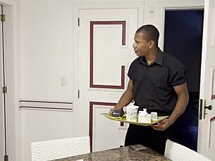 Hotel Waiter Offers Huge Trans Cock for Sensual Assfuck in Room