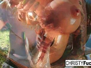 Brunette Pornstar Christy Mack Masturbates, Showing Off Her Big Tits and Tattooed Body