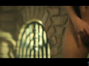 Gorgeous busty brunette from europe masturbates solo