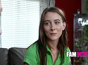 Teen stepsis with small tits and big ass rides stepbro while wearing panties