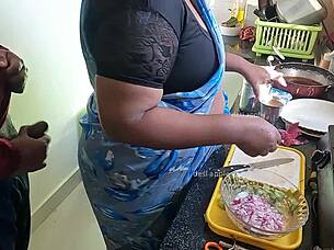 horny owner jerks cock in front of bengali maid