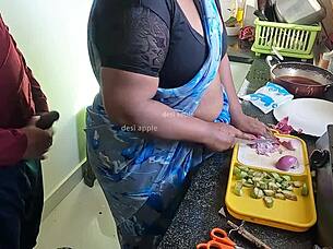 horny owner jerks cock in front of bengali maid