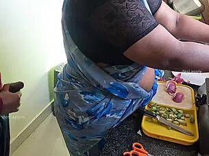 horny owner jerks cock in front of bengali maid