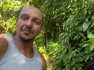 Friend and I fuck hot black girl at waterfall