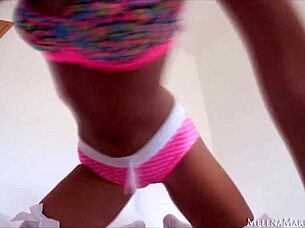 melena maria rya dances in stockings, striptease leads to clothes ripped in fetish scene