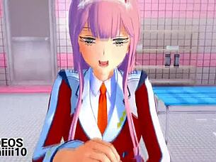 Zero Two Performs An Intense Blowjob In Hentai Style