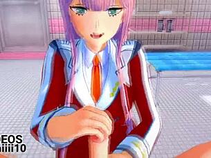 Zero Two Performs An Intense Blowjob In Hentai Style